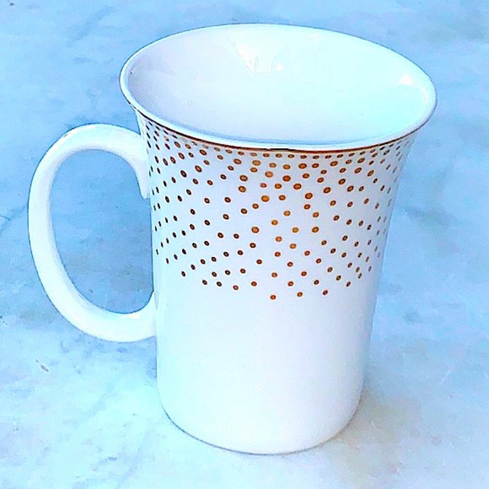 GRACES TEAWARE METALLIC GOLD DOTS COFFEE MUG CUP NEW PORCELAIN